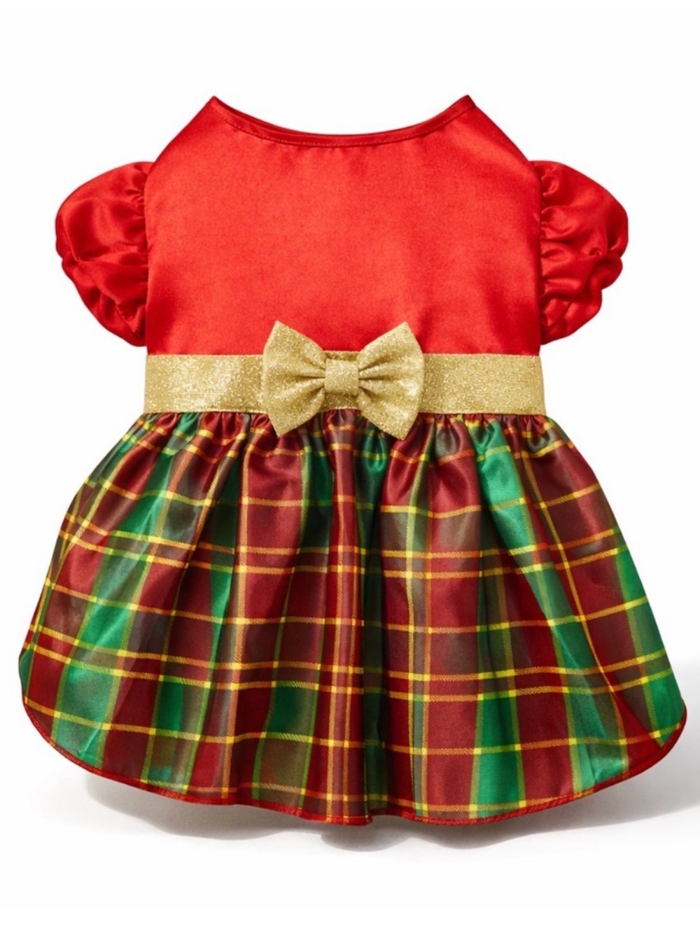 FRISCO Christmas Dog Dress XL Red Green Plaid Gold Bow Holiday NWT 25 - 45 lbs